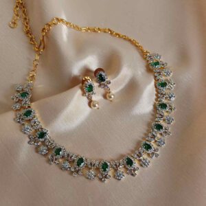 Floral Diamond-Finish Necklace Set