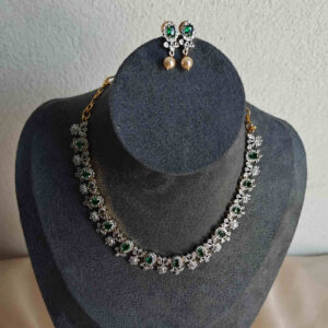 Floral Diamond-Finish Necklace Set