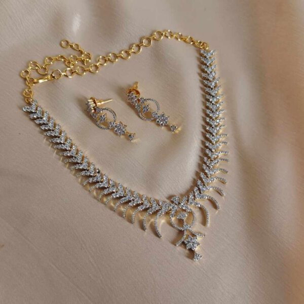 Diamond-Finish Necklace Set with Earrings