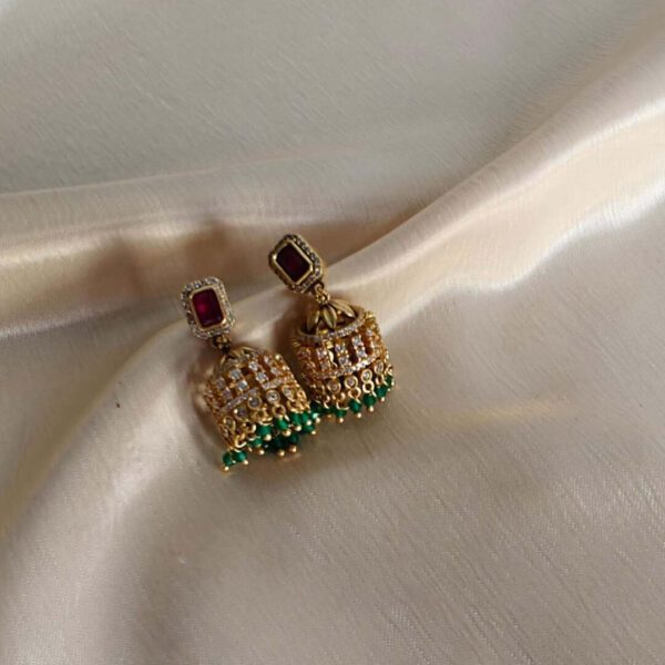 Green Emerald Gold Jhumkas
