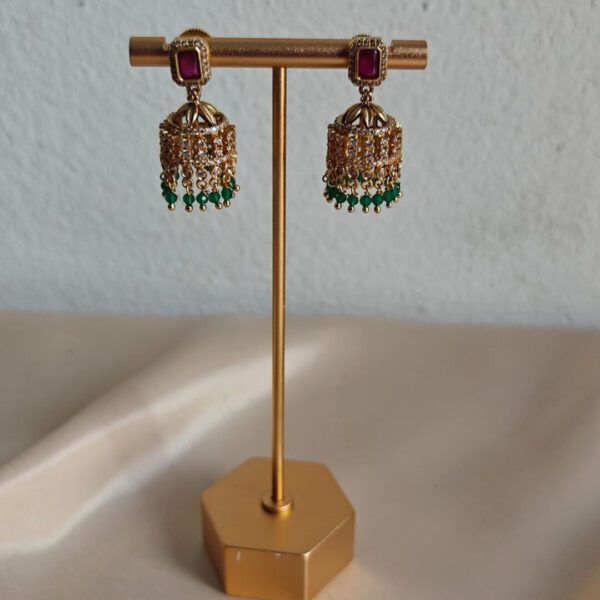 Green Emerald Gold Jhumkas
