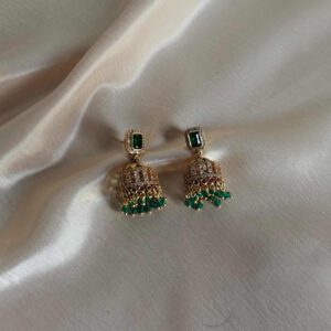 Green Emerald Gold Jhumkas