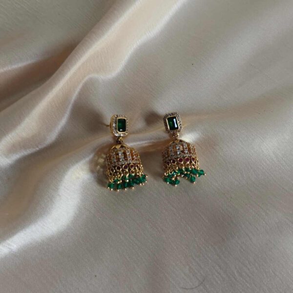 Green Emerald Gold Jhumkas