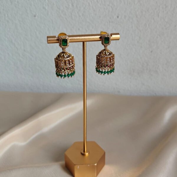 Green Emerald Gold Jhumkas