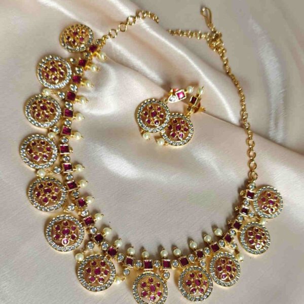 Gold Finishing Bottu Mala Set with Earrings