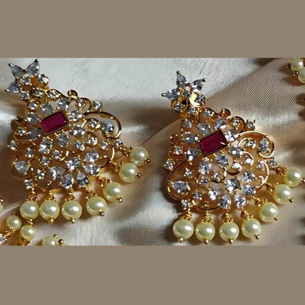 Gold & Diamond Necklace Set with Earrings