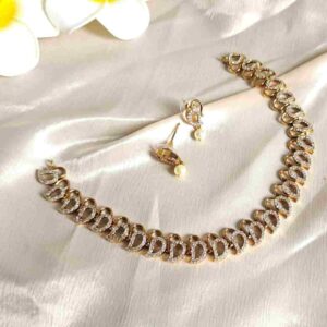Antique Gold Simple Necklace with Studs