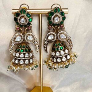 Victorian Monzonite Kundan Jhumkas