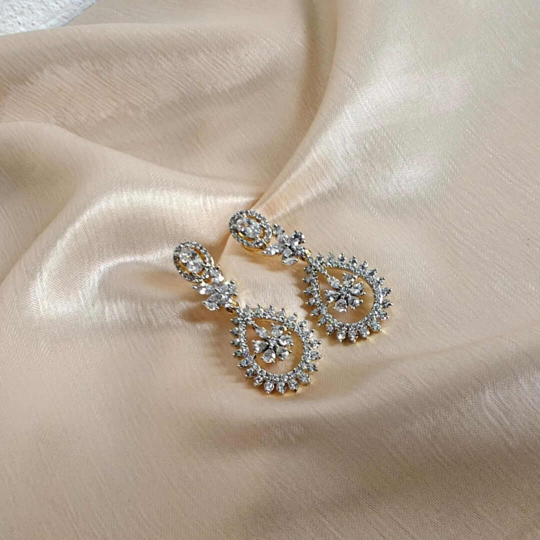 Diamond-Finish Necklace & Earrings Set | Bridal Jewelry for Weddings - Image 2