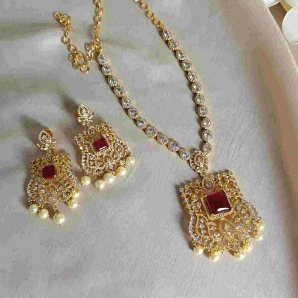 Simple Gold & Diamond-Finish Necklace Set | Minimalist Bridal Jewelry | Everyday Elegance