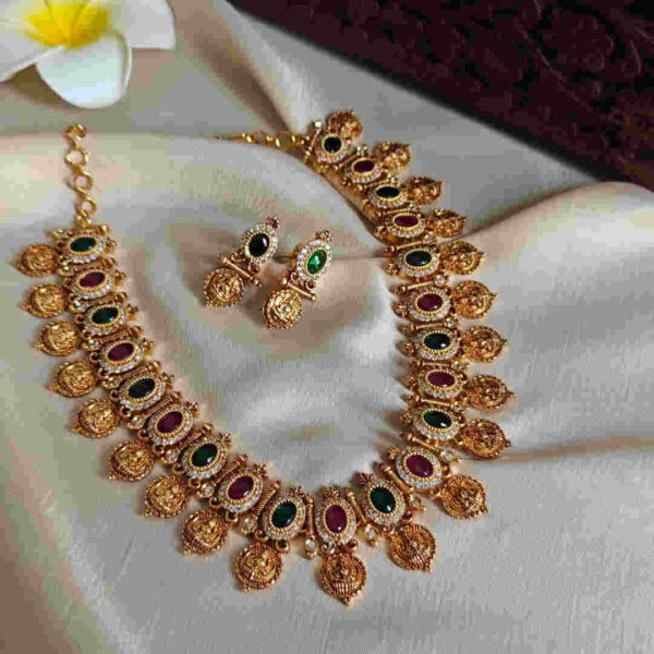 Traditional Kasu Necklace Set | Gold Finish Bridal Jewelry | South Indian Wedding Necklace